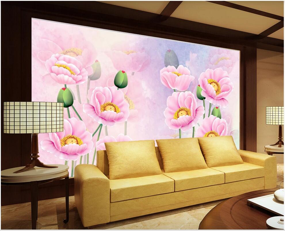 

WDBH 3d wallpaper custom photo Idyllic Nordic style poppy TV background wall home decor wall art 3d stickers, Non-woven