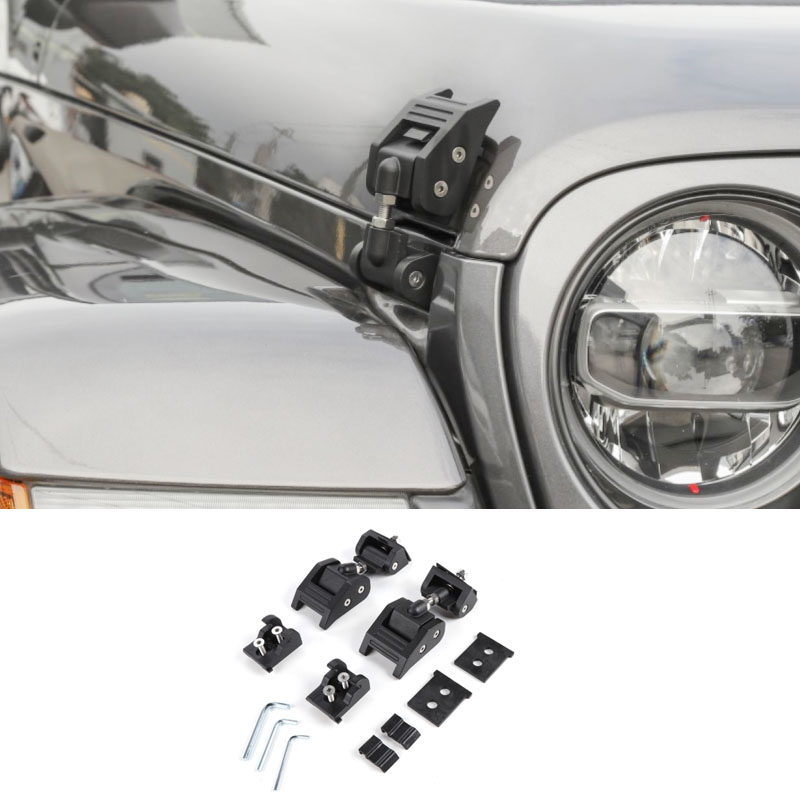 

Black Hood Lock Catch Latch Aluminum Alloy Decoration Fit Jeep Wrangler JL 2018+ Car Exterior Accessories
