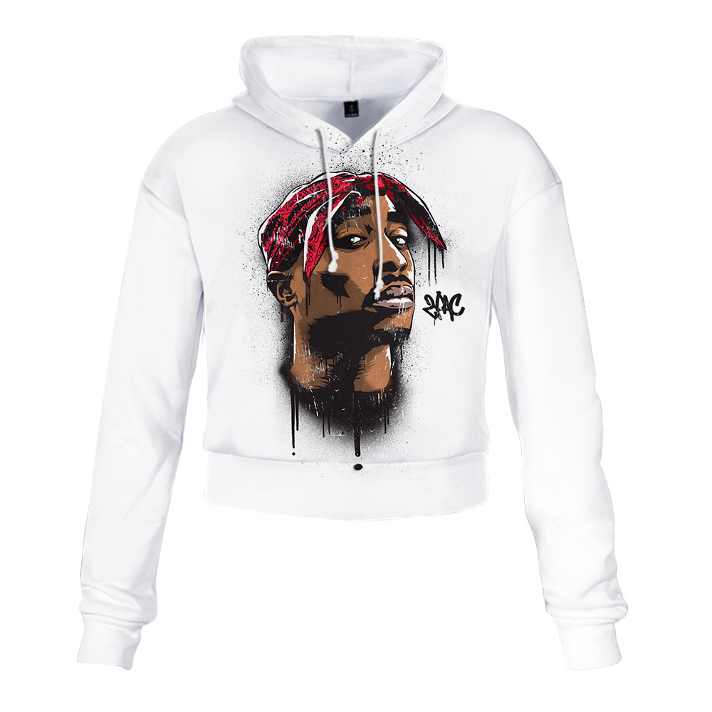 

2pac Tupac Shakur Crop Top Hoodie Harajuku Cropped Sweatshirt Streetwear Hip Hop Long Sleeves Pullover Tops Sudaderas Mujer, 003