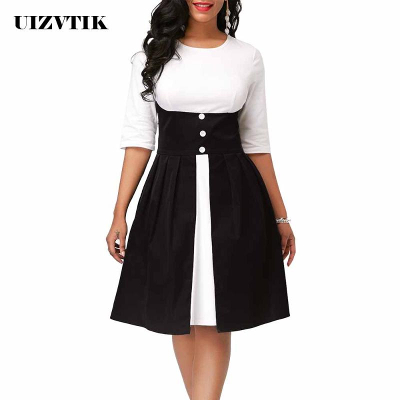 

Summer Autumn Dress Women 2020 Casual Plus Size Slim Patchwork Office Dresses Elegant Vintage Sexy Ball Gown Long Party Dress, Blue