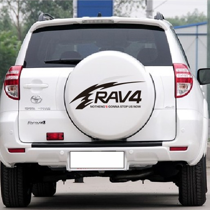 

For Toyota Car Stickers Reflective RAV4 Spare Tire Cover Decals, White