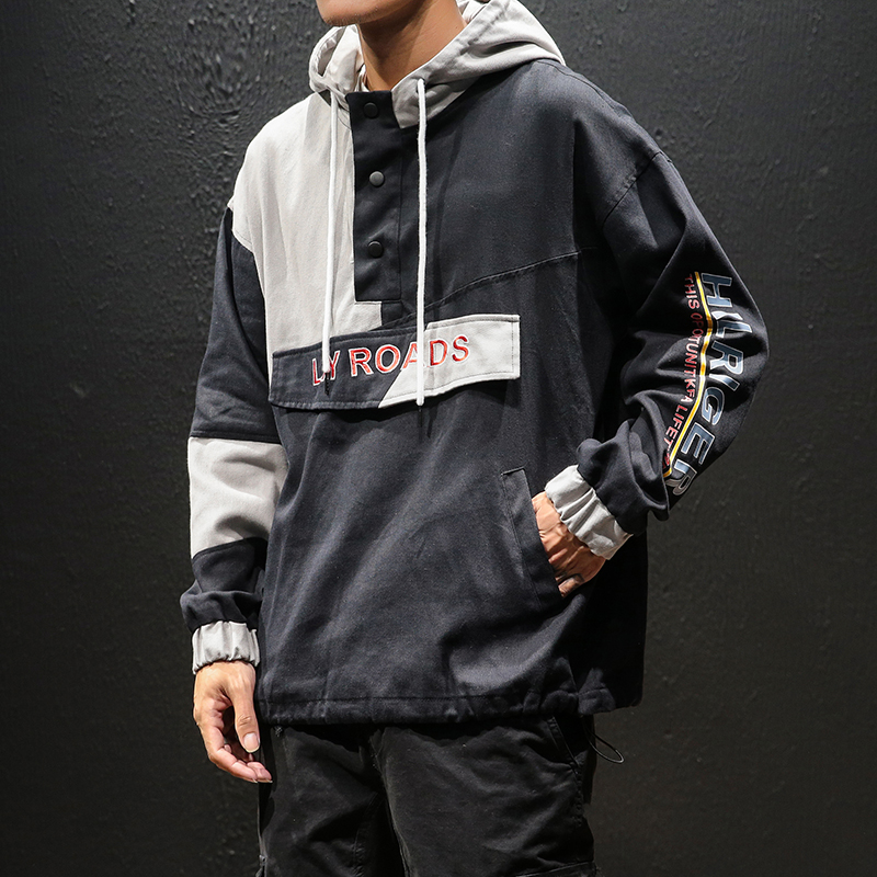 

E-BAIUI Hoodie Men Streetwear Korean Style Clothes Hooded Coat Hip Hop Oversized Army Jacket 5XL Casual High Street Hoodies Hoody, Black