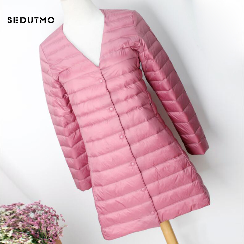 

SEDUTMO Winter Plus Size 4XL Womens Duck Down Jackets Ultra Light Coat Long Puffer Jacket Casual Black Autumn Parkas ED838, Beige