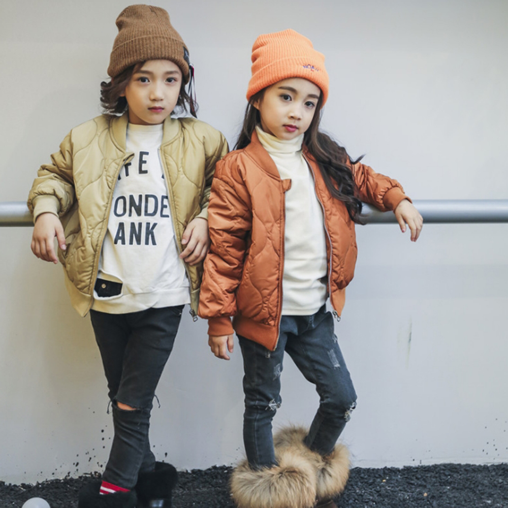 

Kids Jacket Boys Girls Coats Autumn Winter Cotton Padded Zipper Jacket Children Warming Outerwear Baby Fashion Clothing, Orange
