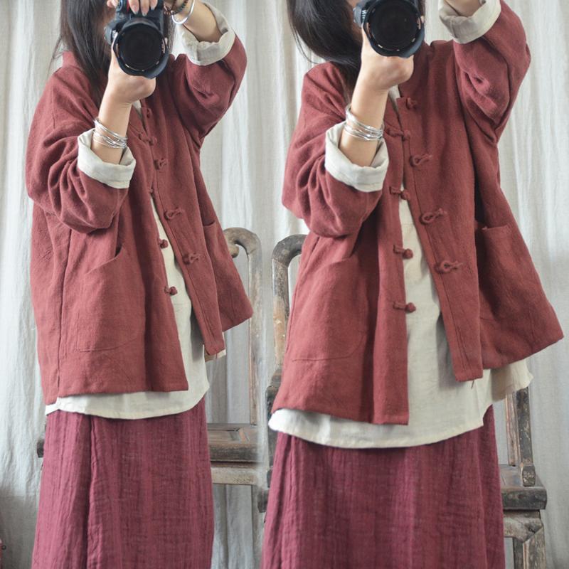 

YoYiKamomo Cotton Linen Ladies Tops Autumn 2020 Cardigan Original Soft Shirt Solid Color Long Sleeve Female Tops, Beige