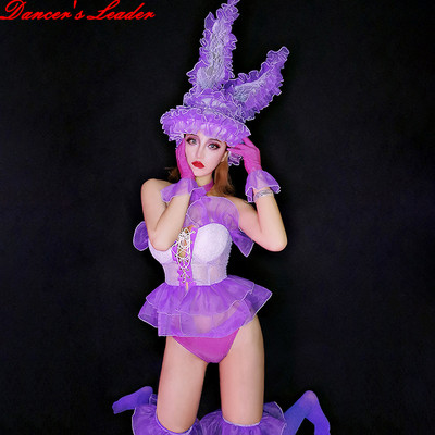 

New !Stage Costumes For Singers Jumpsuit Ds Costume Nightclub Dj Sweet Lace Fashion Suit Stage Outfit Sexy Clothing 5 Piece, 5pcs