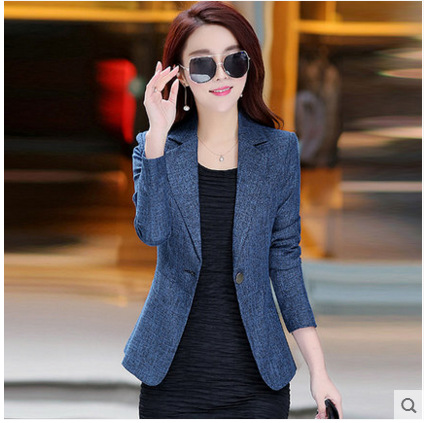 

2019 New Arrival New Women Blazers And Jackets Vadim Blazer Mujer Autumn Decoration Slim Lady' Small Suit Sleeve Leisure Coat, Blue