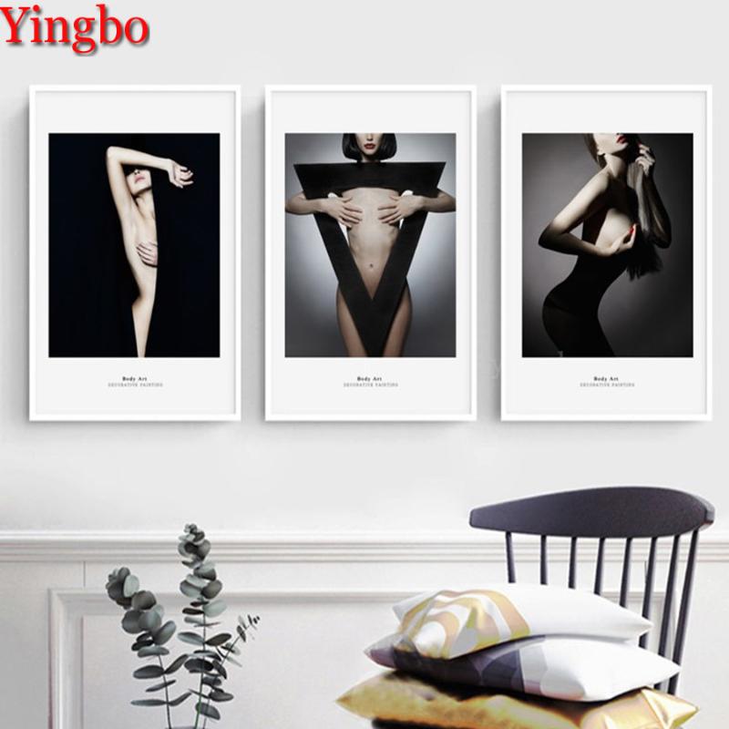 

Diamond Embroidery Full round square drill Sexy lady Crystal beads 5d Diy diamond painting woman 3pcs body art Mosaic