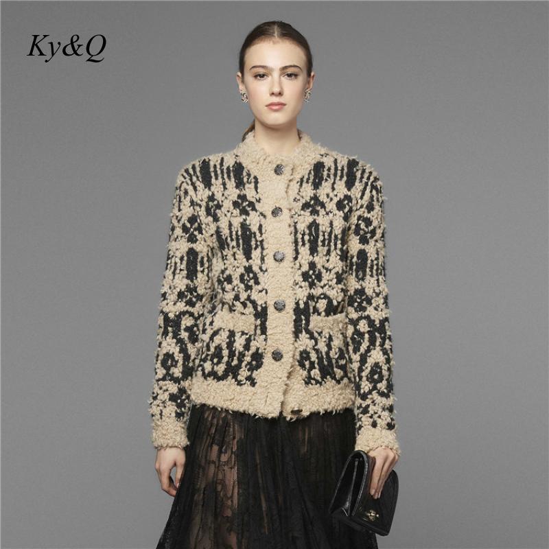 

Brand 2019 Runway Vintage Luxury Knit Cardigan Women Christmas O-neck Long Sleeve Sweater Lapel Outwear Coat Color Patchwork Top, Beige