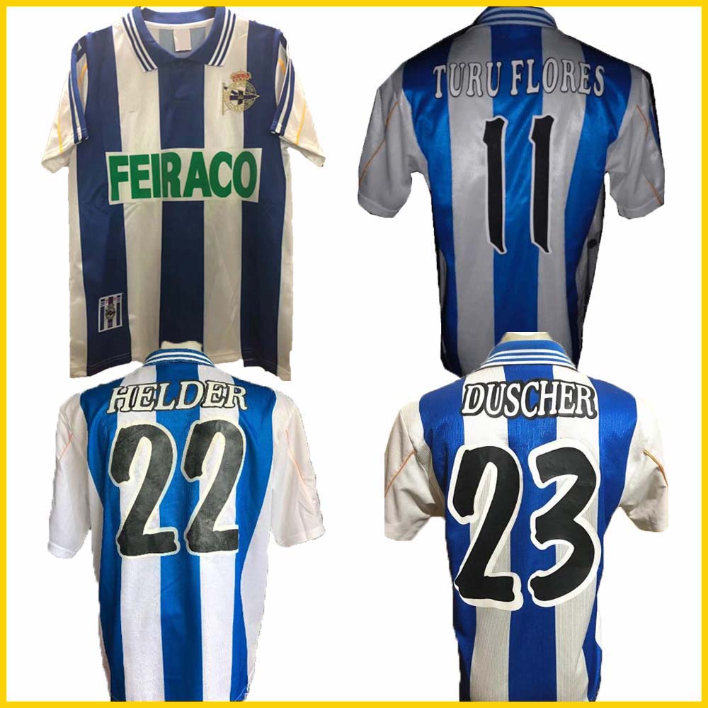 

1999 2000 Deportivo de La Coruña retro soccer jersey 99 00 Deportivo La Coruna VALERON MAKAAY bebeto BITINHO classic vintage football shirt, 1999 2000 home