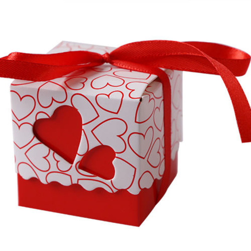 

10x Love Heart Shape Candy Boxes Holder Case Wedding Party Gift Sack W/ Ribbons