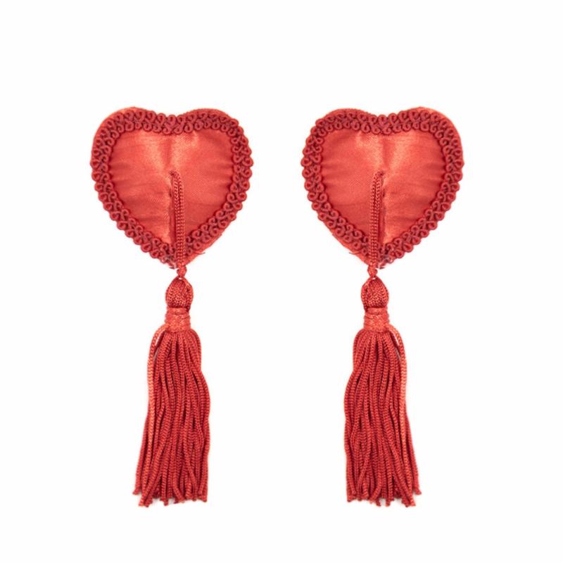 

Intimates Accessories Women Heart Shape Nipple Cover Sexy Pasties Reusable Stickers Tassels Breast Petals Bra