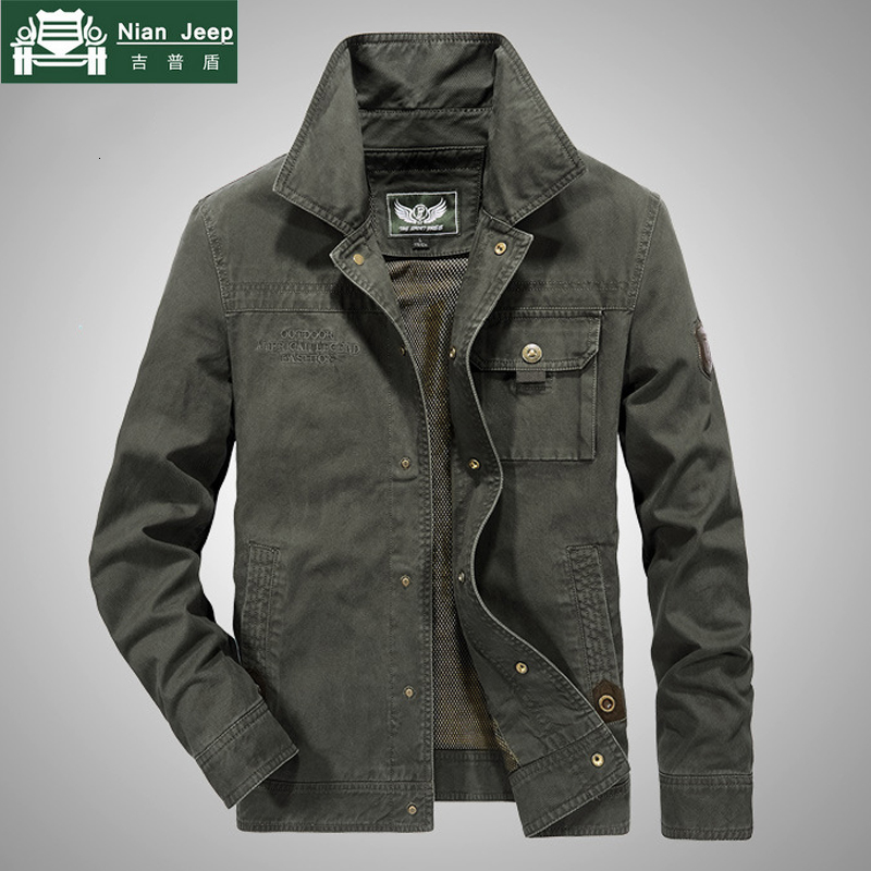 

Plus Size New Spring Jacket Men High Quality Casual Cotton Outwear Brand AFS JEEP Mens Jackets Windbreaker Bomber jacket -6XLMX191012, Khaki