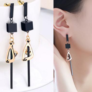 Party Gold Silver Circle T Bar Earring Triangle Geometric Earring 4pairs//set