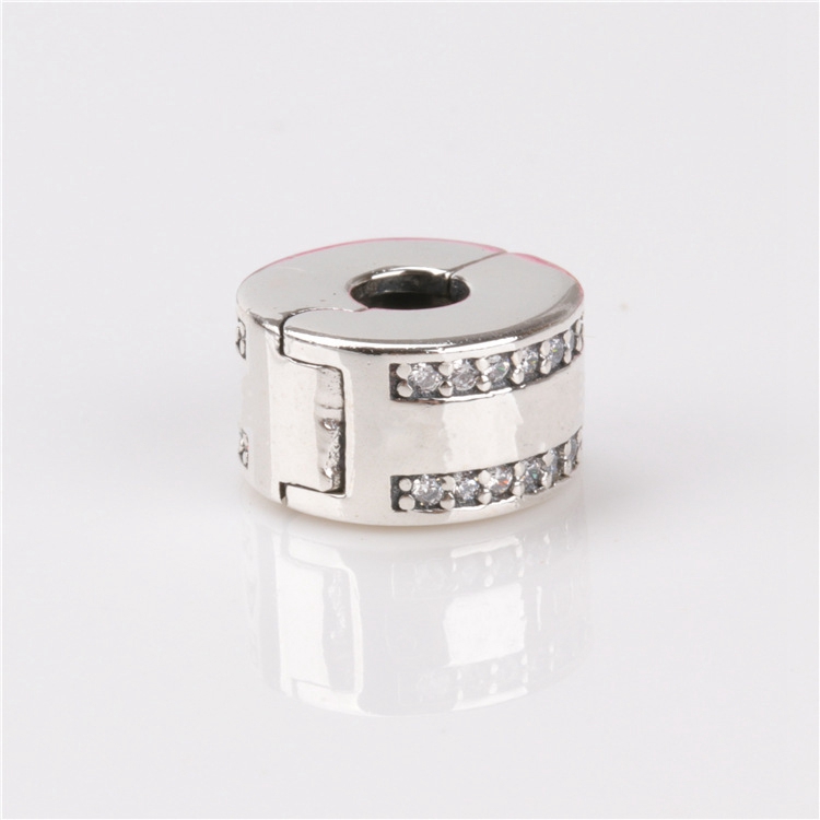 

Wholesale- silicone holder for Pandora 925 sterling silver CZ diamond high quality DIY bracelet clip with original box