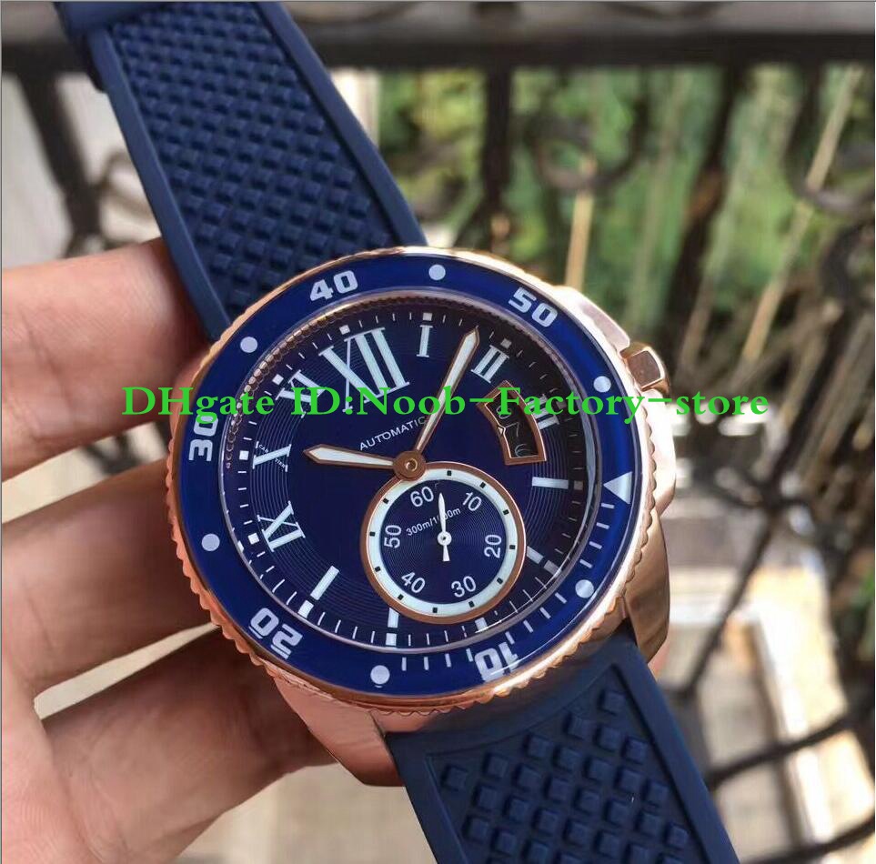 

Factory Sale blue dial watch men 42mm blue balloon sapphire glass automatic mechanical watch blue strap wrisrwatch Rubber strap watche, 01