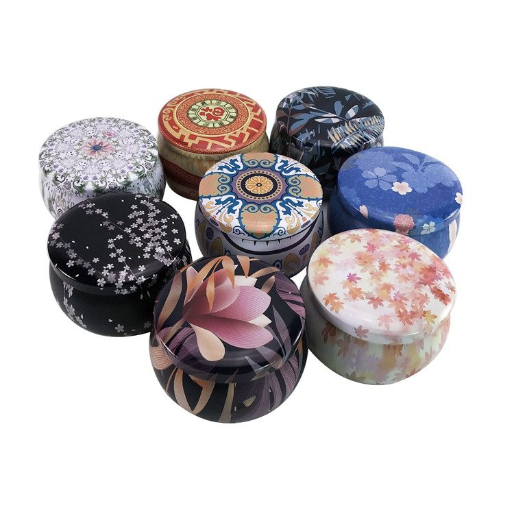

Tea Pot Tin Box Home Garden Personality Candy Box Drum-shaped Candy Cookie Box Handmade Soap Candle Jar Packaging Case with Lid, Multi-colors