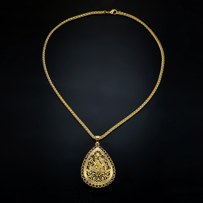 

Arabic Muslim Women Rhinestone Pendant Necklace Jewelry Exquisite Gifts CORD