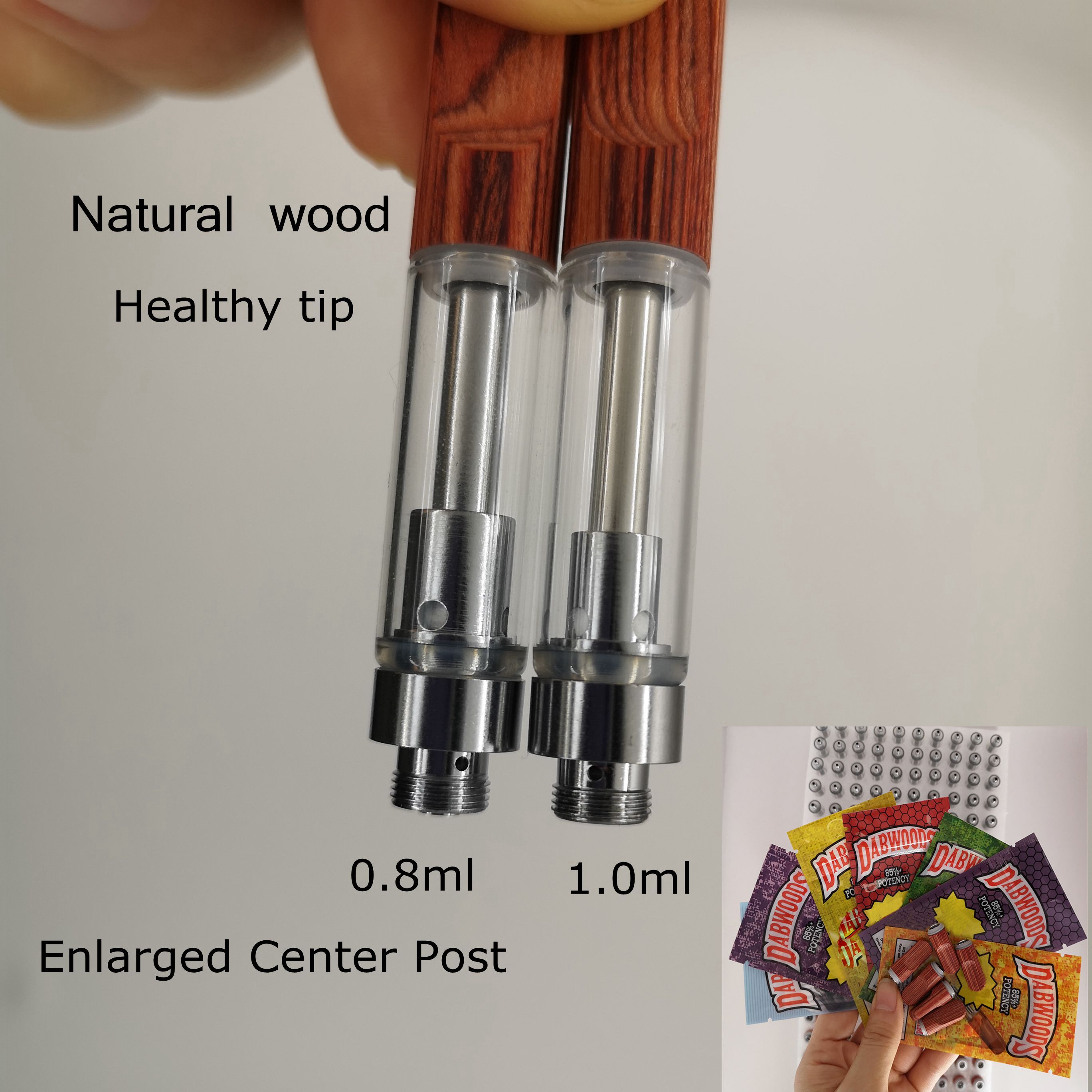 

Wood Tips Vape Cartridges Ceramic Coil Glass Atomizer Dabwoods Packaging 0.8ml 1.0ml Vaporizer Pens Empty Retail Bags Health Woods Carts