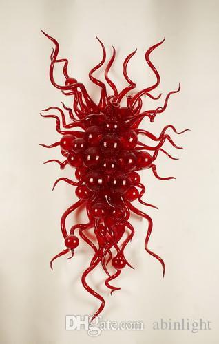 

100% Hand Blown Borosilicate Glass Chandelier Light Art Deco Glass Modern LED Bulbs Lighting Unique Designed Red Glass Lamps for Bedroom