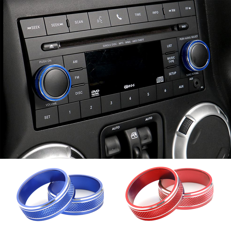 

CD Button Cover Decoration Sticker Aluminum Alloy Cover For Jeep Wrangler JK 2007-2017 Car Interior Accessories