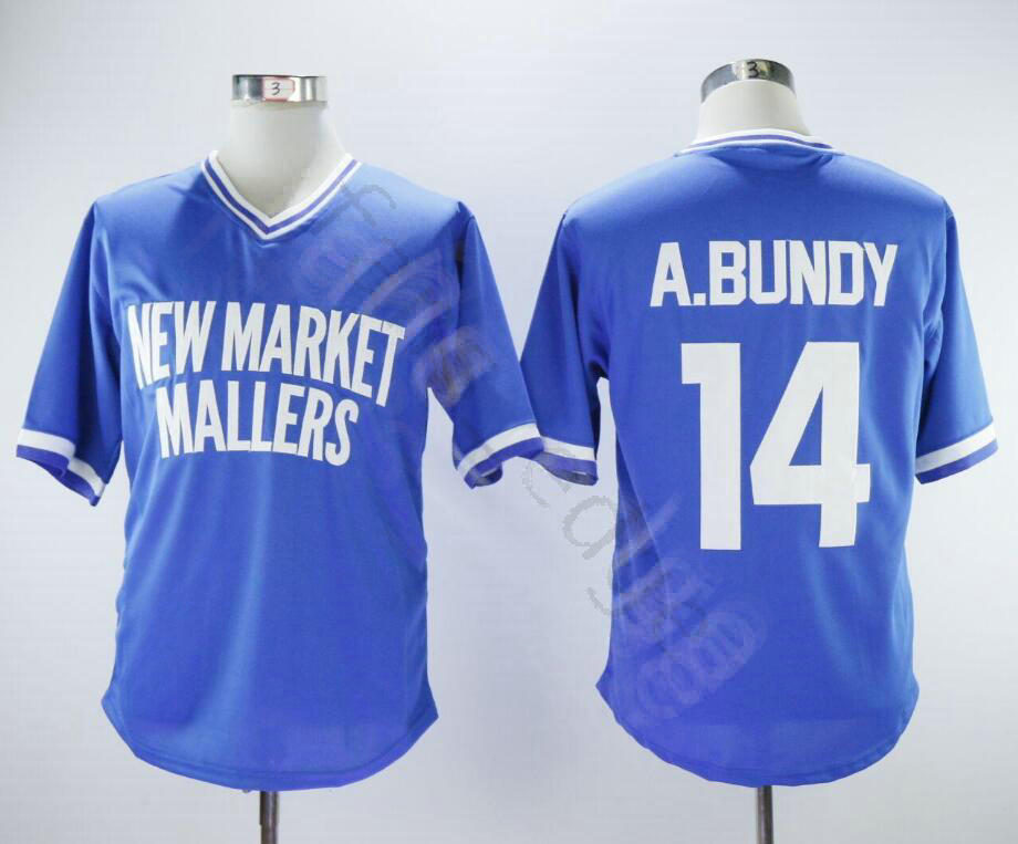 

Cheap AL BUNDY NEW MARKET MALLERS BASEBALL JERSEY 14 Mens Stitched Jerseys Shirts Size S-XXXL Free Shipping 22, Blue