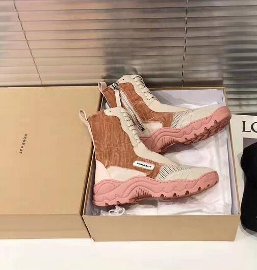 

Woman Rombaut Shoes Genuine Leather Boccacio Boots High-top Lace-up Chunky Sole Ridged Fashion Shoes, Black