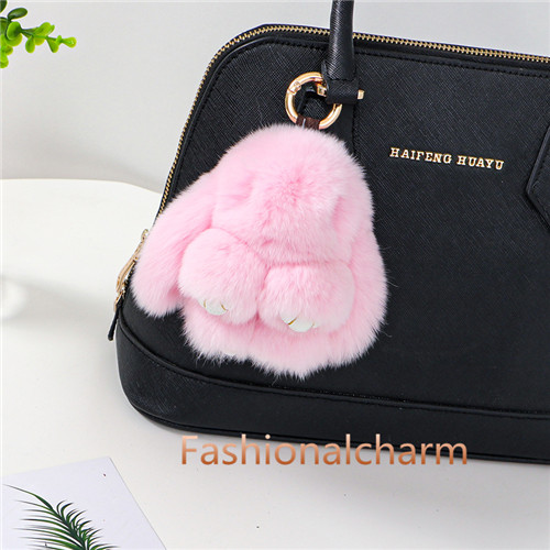

10cm Cute Real Genuine Rex Rabbit Fur Bunny Bag Charm Keyring Phone Purse Handbag Pendant Gift