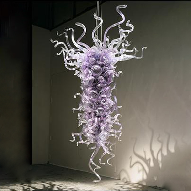 

Lamps Modern Chandeliers Light Balloon AC 110-240V Range LED Bulbs 40 Inches Indoor Chain Pendant Lighting Purple Color Hand Blown Glass Chandelier