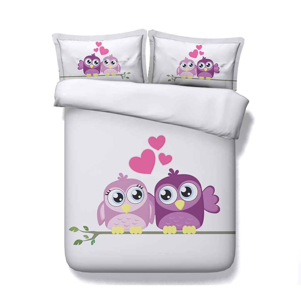 Maison Chouette Hibou Lilas Double Housse De Couette Enfants Literie Chambre Gratuit P P Literie Enfants