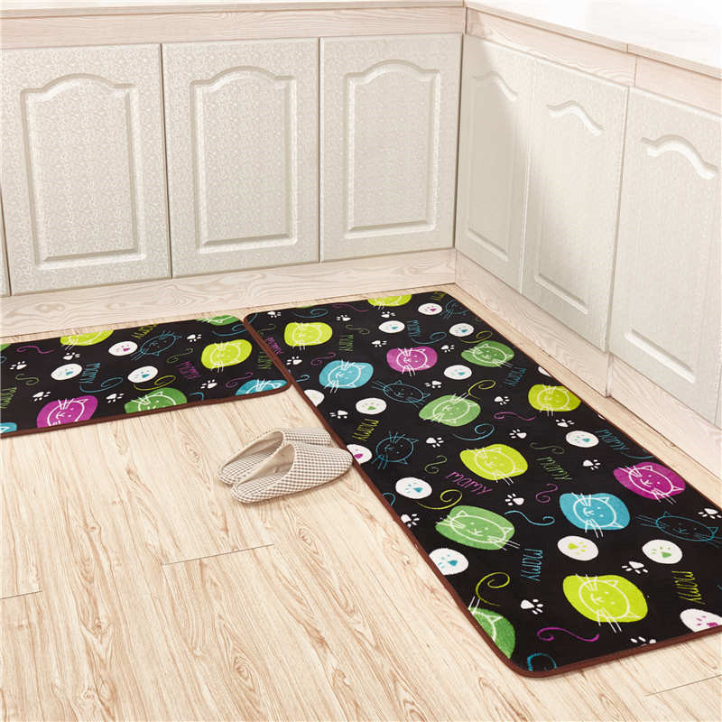 

2 PCS/SET Anti Slip Modern Kitchen Rugs Foot Rug Homing New Arrive Rectangle Light Door Mats Cute Bath Mat Bed Mat Home Cushion