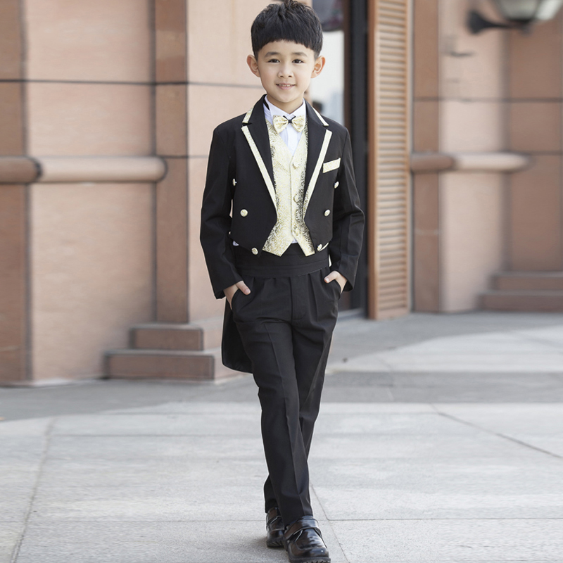 

Children's Costume For Boys Blazers Kids Child Tuxedo Costumes Black Boy Suit Formal Wedding Clothes Party Suits