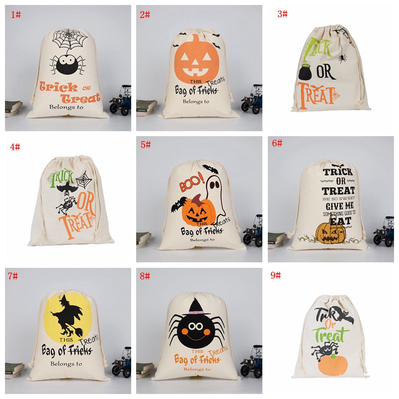 

Halloween Storage Canvas Bag Large Capacity Clothes Sundries Drawstring Bag Halloween Candy Gift Bag Organizer Pouch Wholesale VT0429