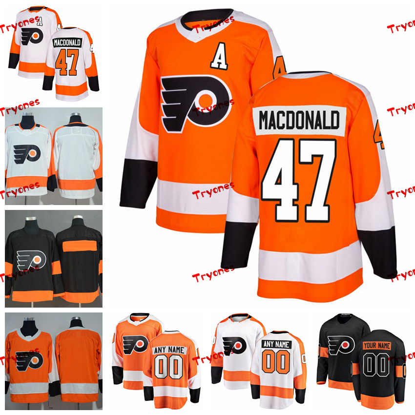 

2019 Andrew MacDonald Philadelphia Flyers Stitched Jerseys Customize Home New Alternate Black Shirts #47 MacDonald Hockey Jerseys S-XXXL, White