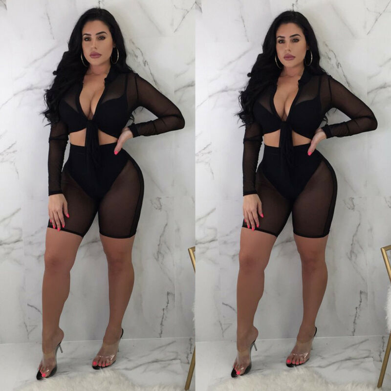 

US STOCK Women Top Blouse +Pants Two-piece Playsuit Bodysuit Jumpsuit Romper Set