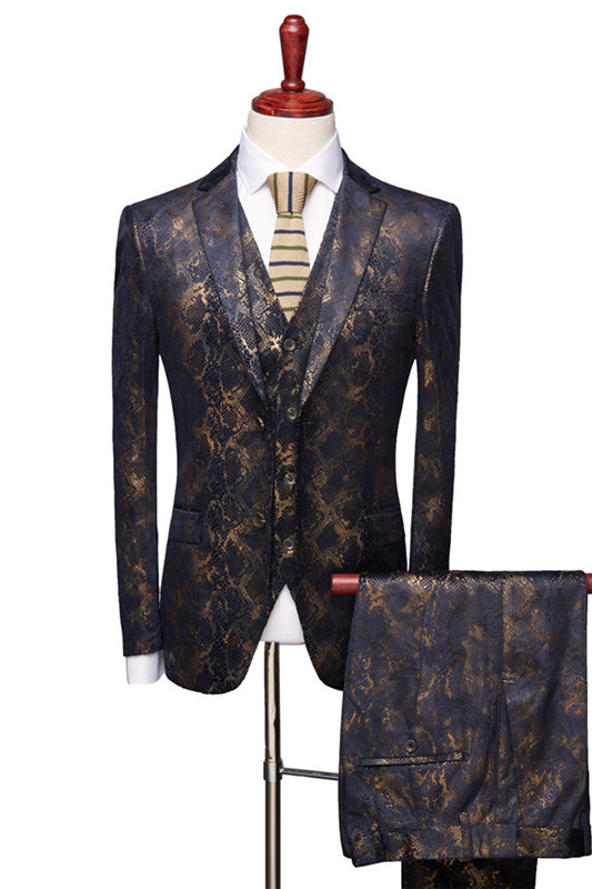 

Printed Wedding Men Suits Groom Wear Tuxedos Groomsmen 3 Pcs (Jacket+Pants+Vest) Formal Business Suit for Men Custom Made, 001