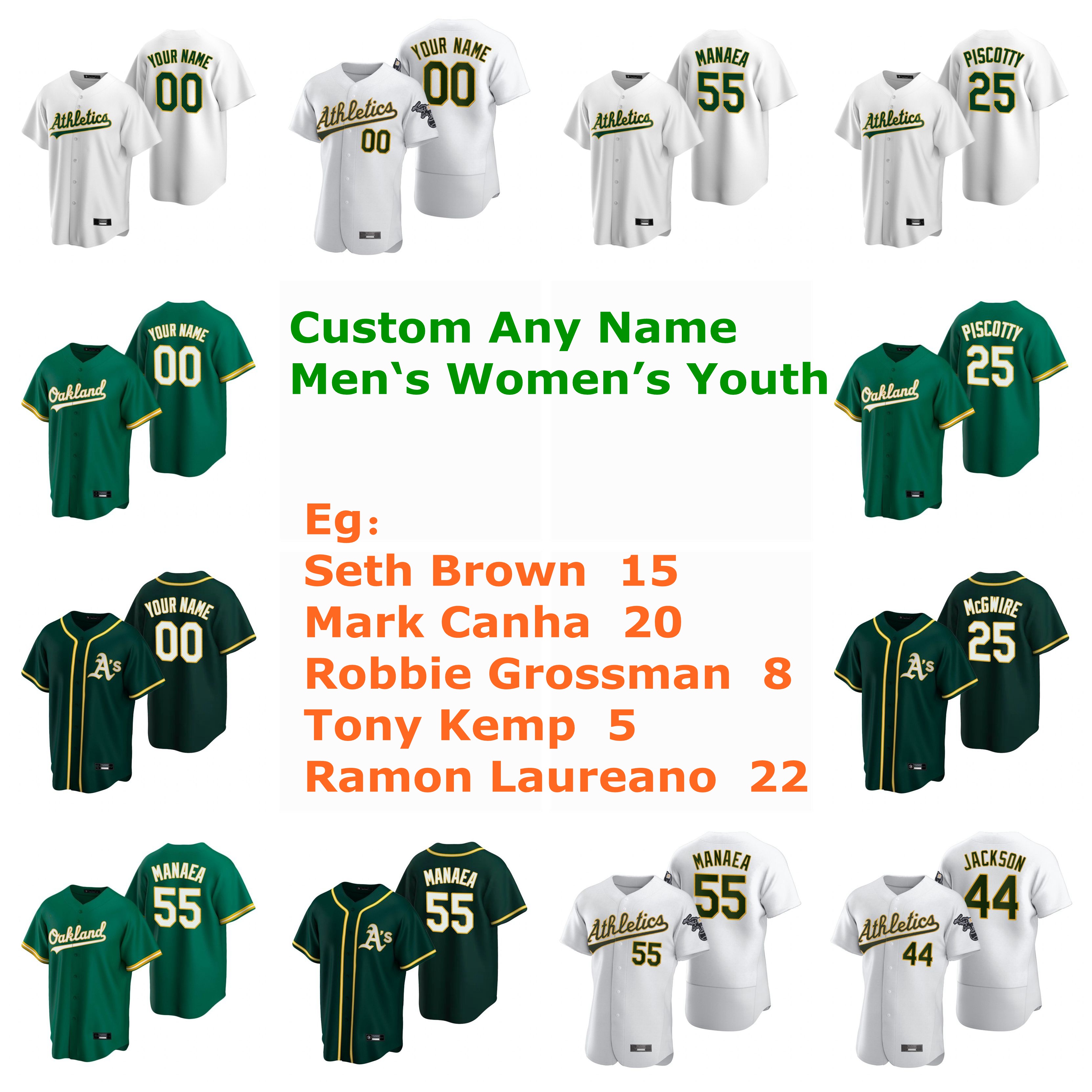 

Seth Brown Jersey Robbie Grossman Tony Kemp Laureano Rickey Henderson Reggie Jackson Baseball Jerseys Custom Stitched, Mens 2020 cool base light green