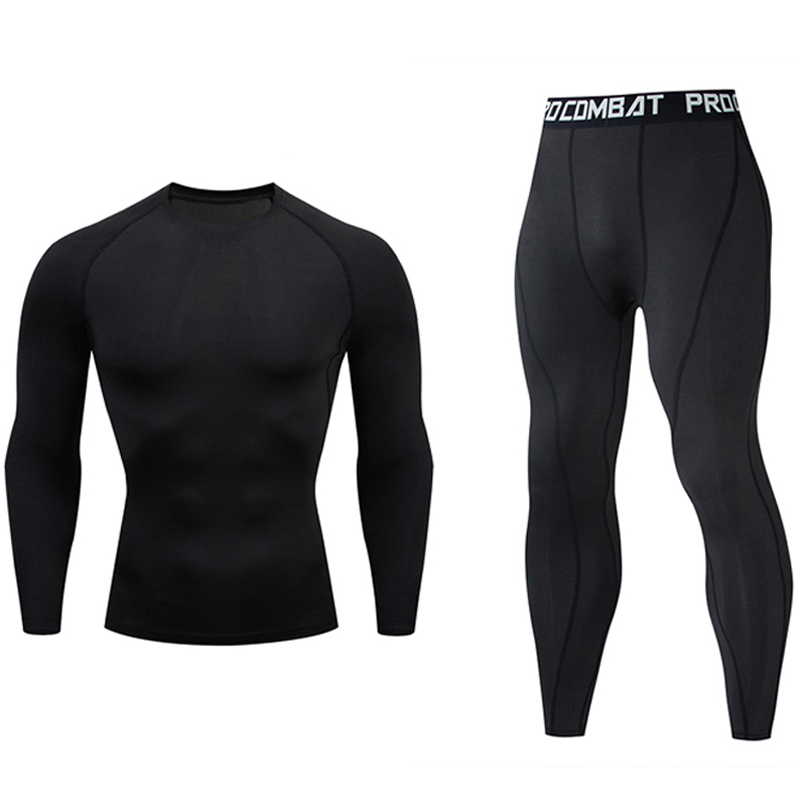 

Men's Sports suit Rashguard male kit Compression Clothing Male long sleeves T shirt+Leggings 2 piece Tracksuit Men 4XL, Shorts 1