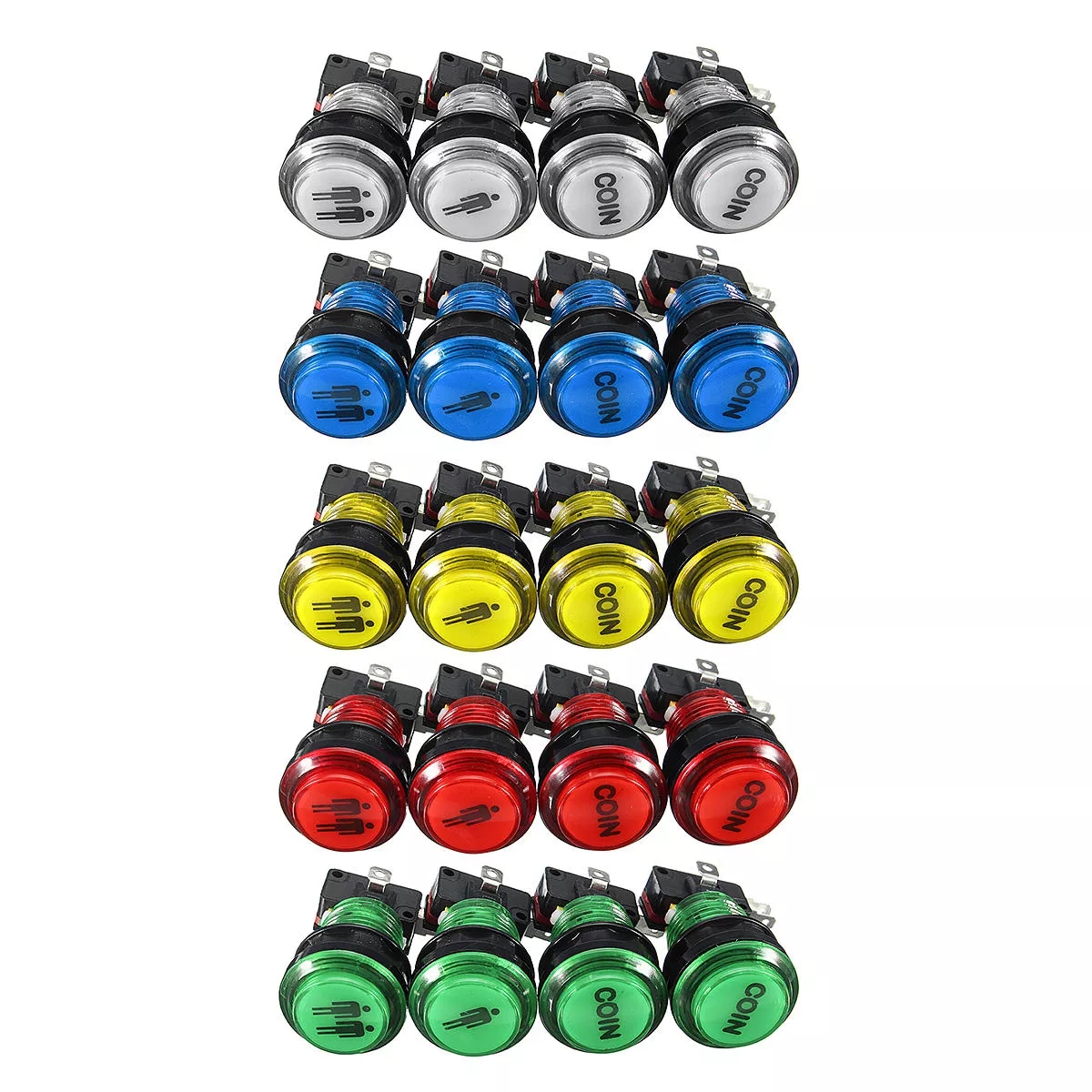 

LED Arcade Single Dual Start Player Coin Push Button - white
