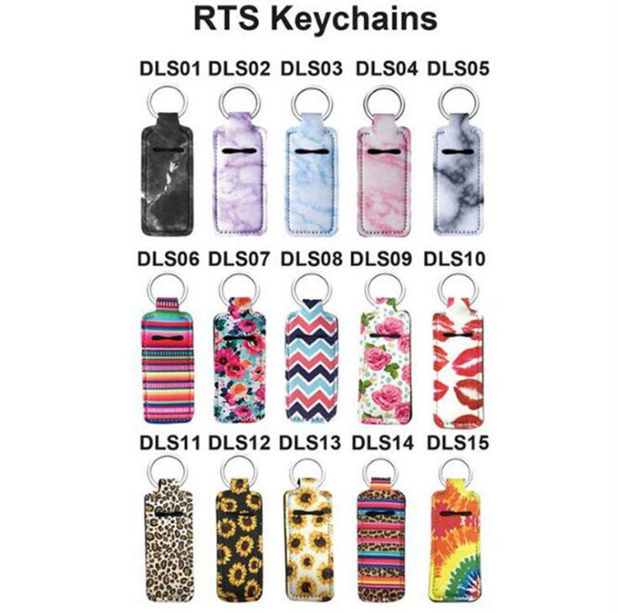 

Neoprene Chapstick Holder Lipstick Cases Cover Portable Lipstick Holders Marble Style Keychain RTS Keyrings Party Favor OOA8070