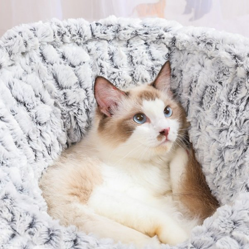 

PV Long Plush Super Soft Pet Round Bed Kennel Dog Cat Comfortable Sleeping Cushion Adjustable