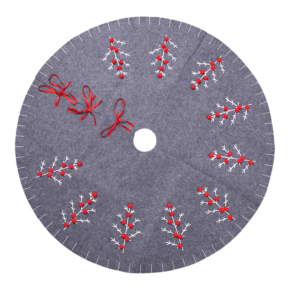 

1 Pc 120CM Christmas Tree Skirt Red Bowknot Round Big Grey Party Ornaments Christmas Tree Carpet Navidad Party