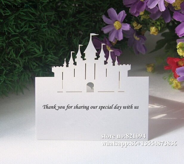 

50Pcs laser cut castle design paper Seat Name Cards wedding invitation decoration name cards for party home Decoration
