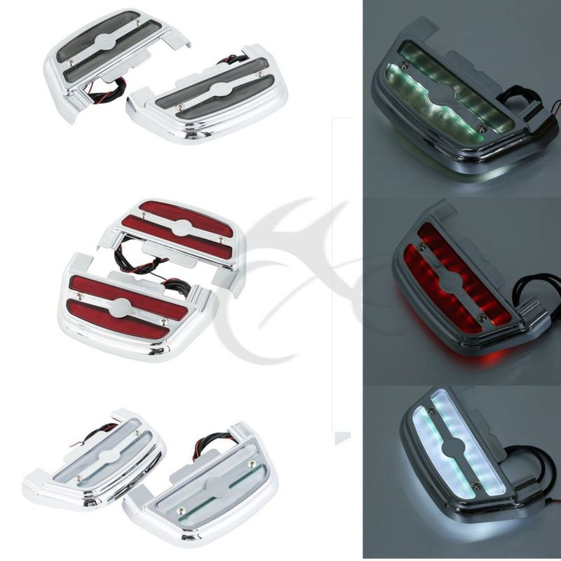 

3 Style Led Light Passenger Footboard Floorboard Cover For Touring Softail Road King FLHR Fat Boy Electra Motorcycle