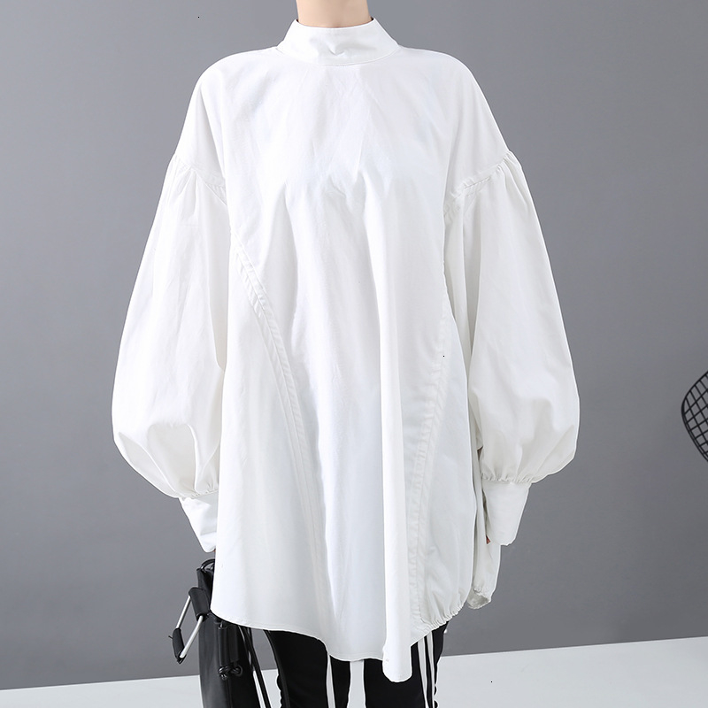 2019 V-Collar Long Sleeve Black Loose Bandage Fold Split Joint Shirt Women Blouse Fashion Tops