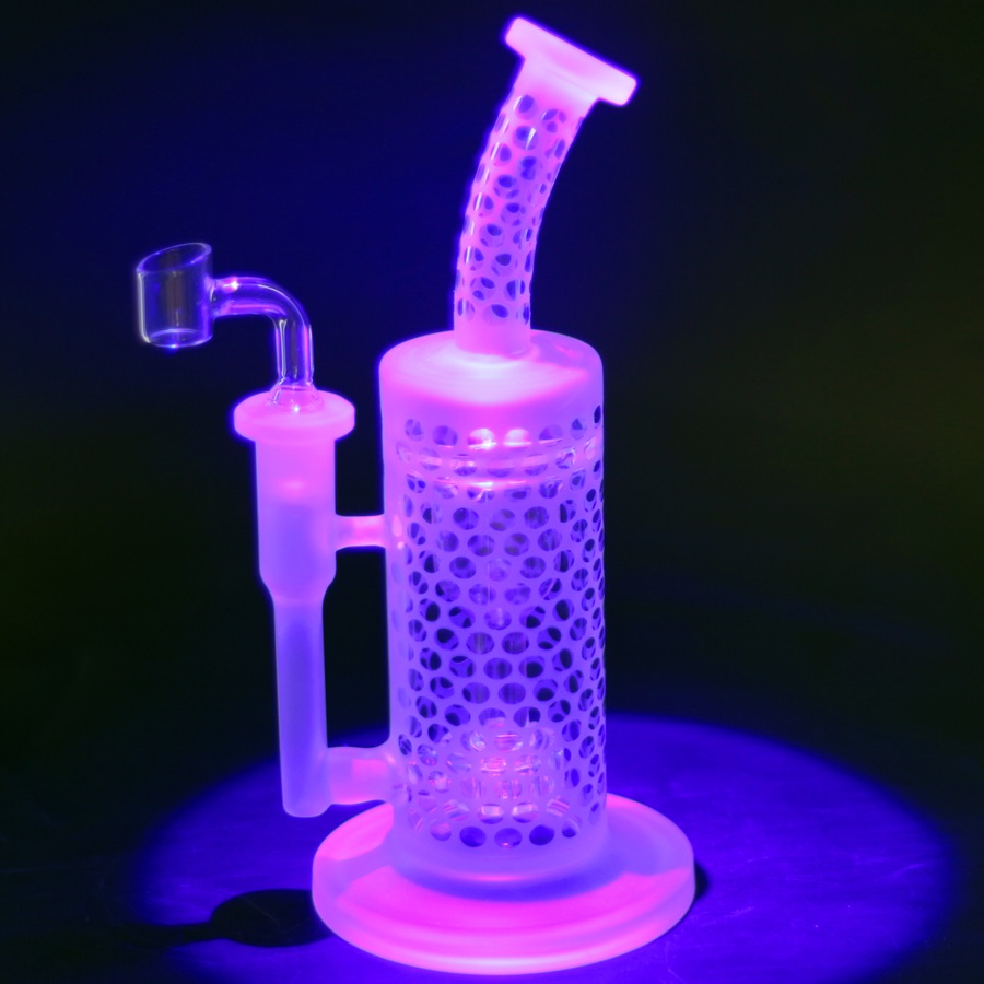 

uv glass bong oil rig 1X Layer Honeycomb tornado water pipe dab rigs bongs free shipping