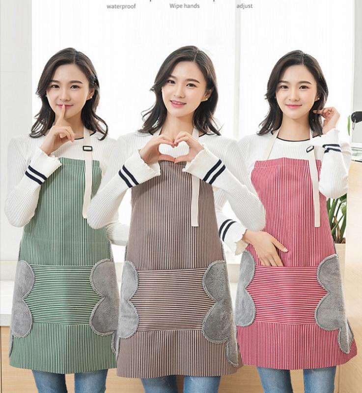 

Kitchen Household Cooking Waterproof Oilproof Women Apron Stripe Sleeveless Erasable Hand Aprons Barber Hair Cutting Apron #11