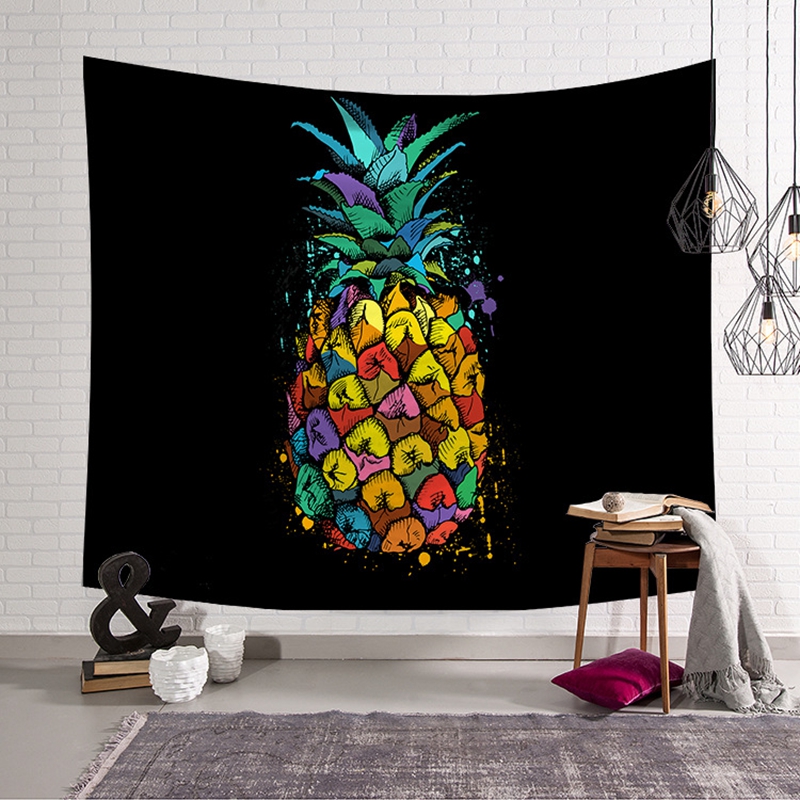 

Norbic Style Multi-color Wall Tapestry Pineapple Pattern Wall Hanging Home Decorations Hippie for Living Room Carpet Yoga Mat