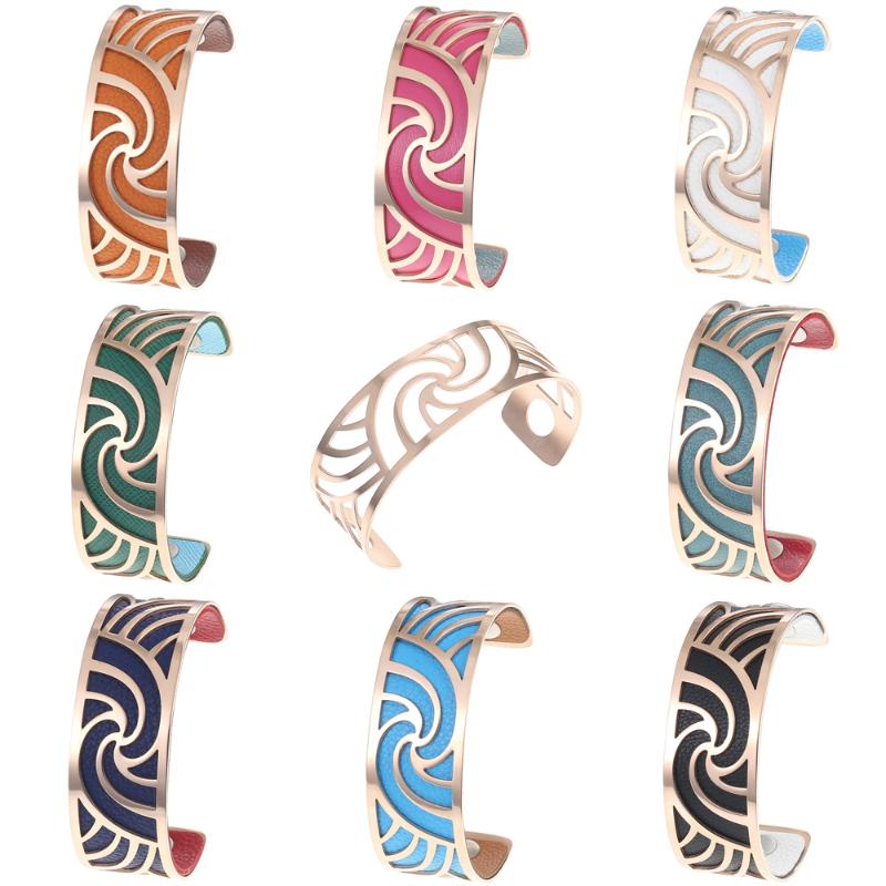 

Cremo Rose Gold Georgette bijoux acier inoxydable femme manchette Bangle Reversible Faux Leather Band Jewelry 2020