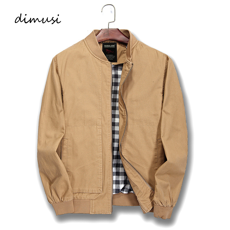 

DIMUSI Spring Autumn Men's Bomber Jackets Solid Coats Male Casual Stand Collar Jacket Outerwear Windbreaker Coats 5XL,TA136 LY191206, Khaki